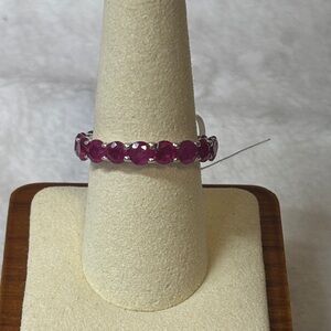 NWT 7.00 ctw Genuine Ruby Eternity Band Ring 925 Sterling Silver